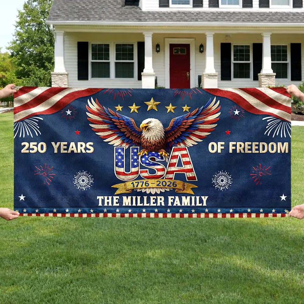 Personalized Patriotic Eagle Banner 250 Years of Freedom Gift