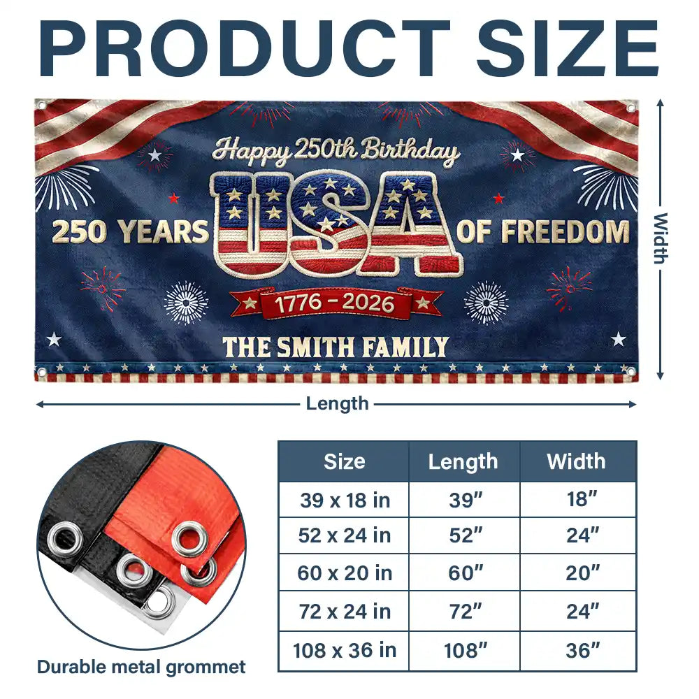 Personalized Patriotic Eagle Banner 250 Years of Freedom Gift