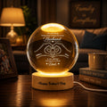 Personalized Crystal Globe Lamp Gift for Dad Husband - Heart Design