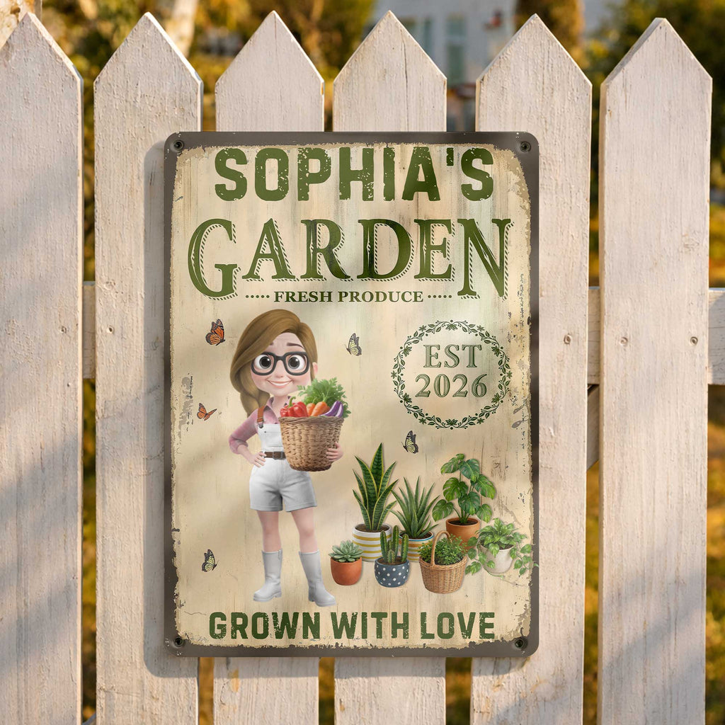 Personalized Metal Sign Garden Decor Custom Name Gift for Mom