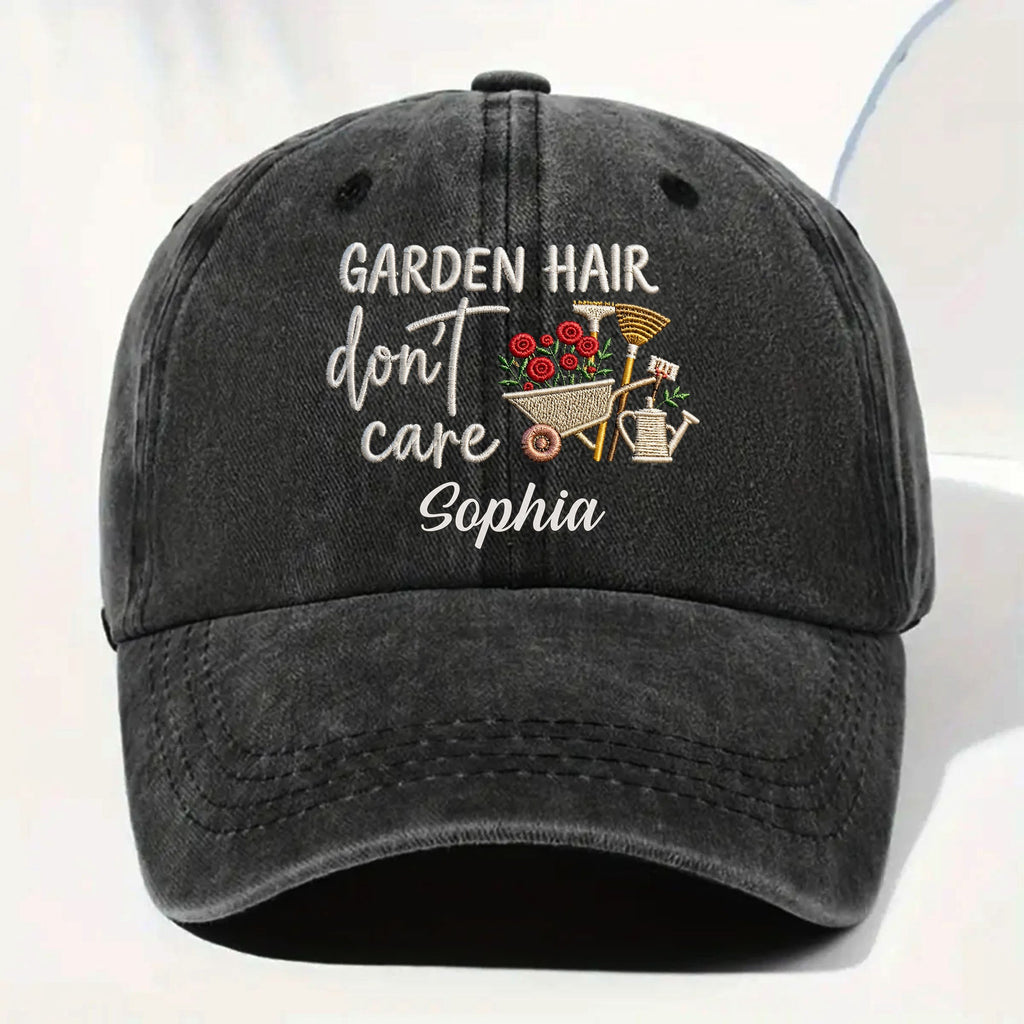 Personalized Washed Denim Cap Custom Name for Garden Lovers