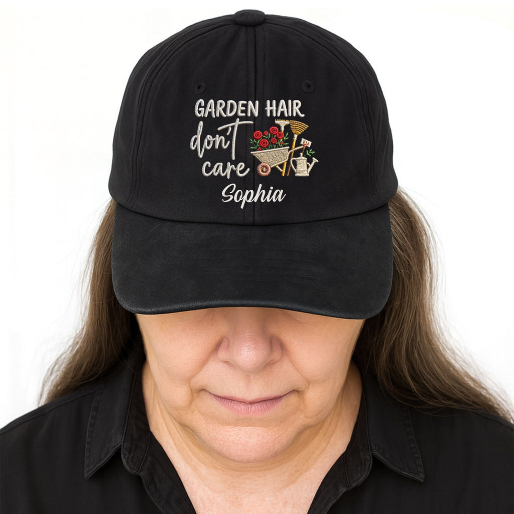 Personalized Washed Denim Cap Custom Name for Garden Lovers