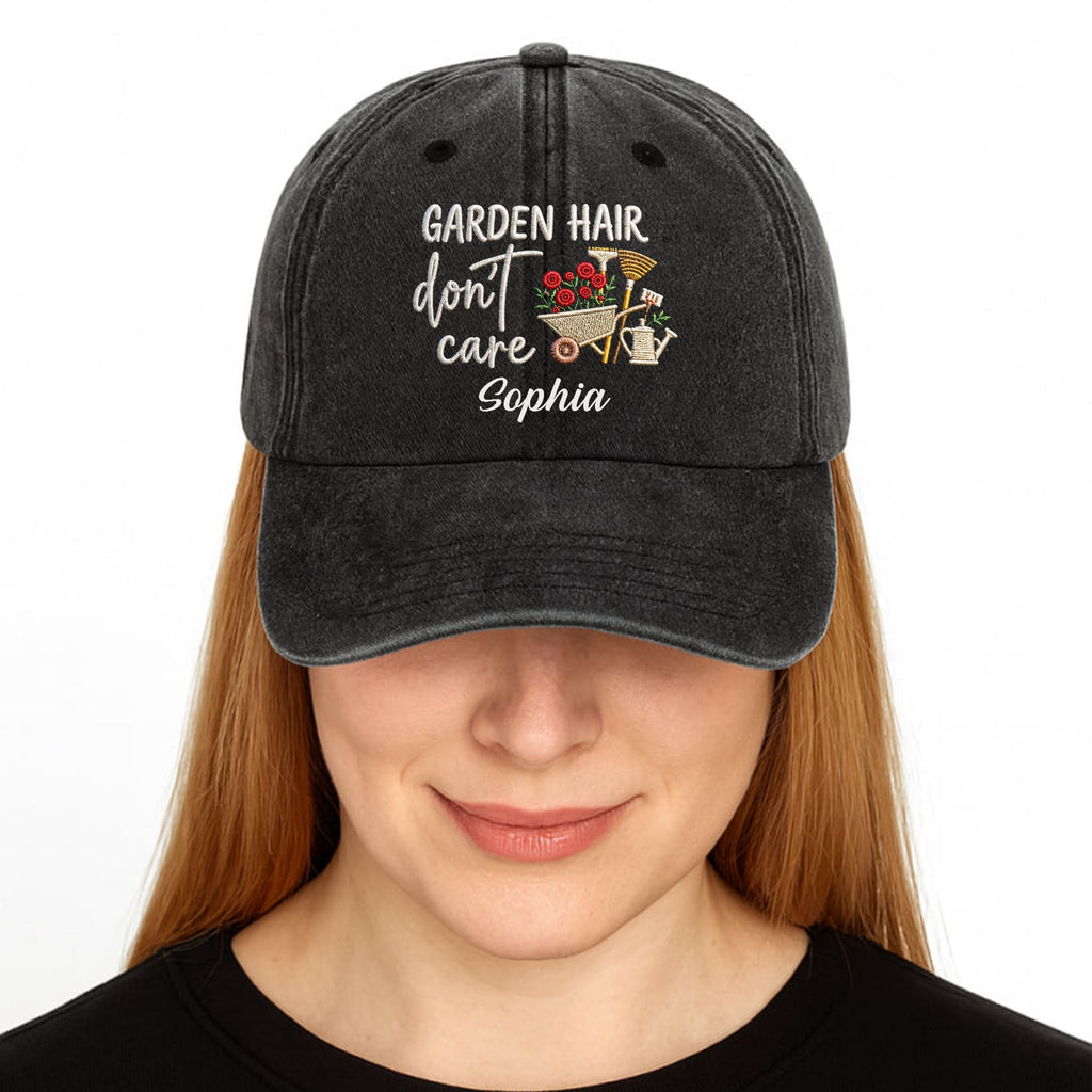 Personalized Washed Denim Cap Custom Name for Garden Lovers