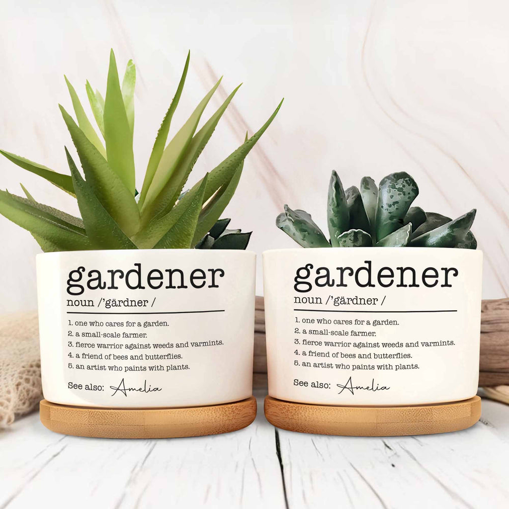 Personalized Ceramic Plant Pot Custom Name Gift for Gardener Ceramic Plant Pot GradoCreations
