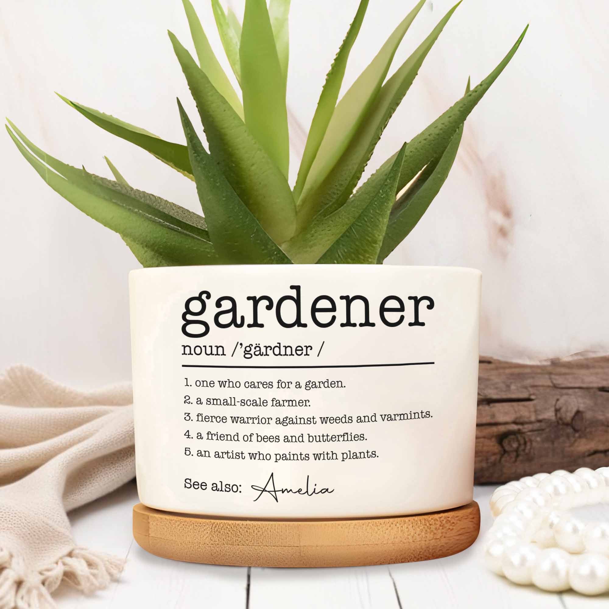 Personalized Ceramic Plant Pot Custom Name Gift for Gardener Ceramic Plant Pot GradoCreations