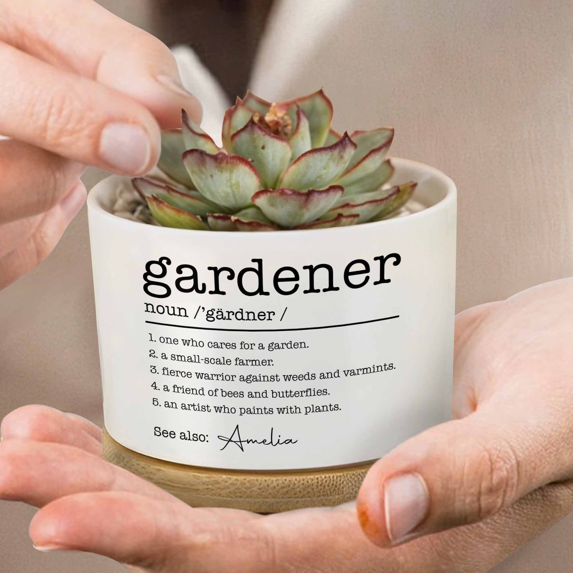 Personalized Ceramic Plant Pot Custom Name Gift for Gardener Ceramic Plant Pot GradoCreations