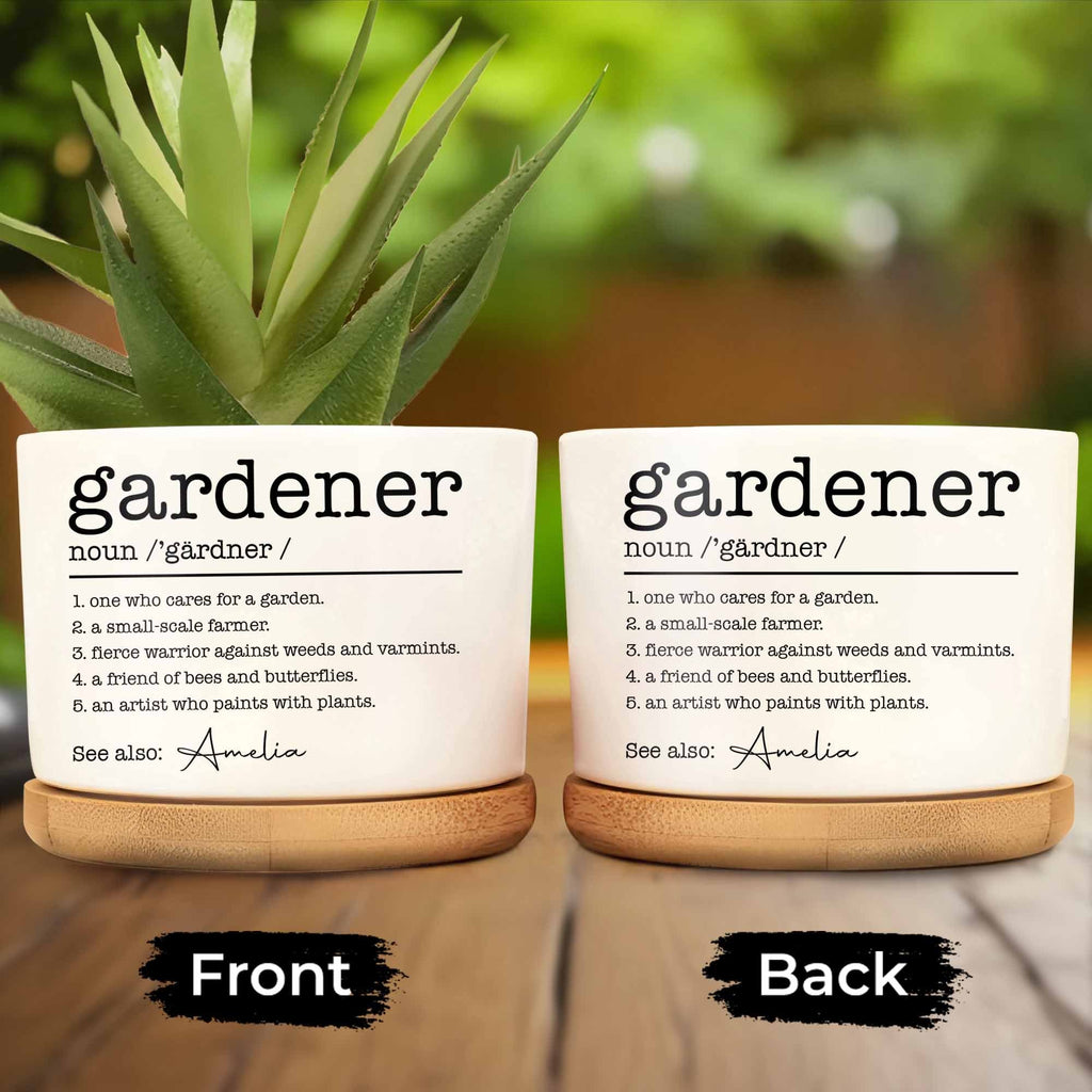 Personalized Ceramic Plant Pot Custom Name Gift for Gardener Ceramic Plant Pot GradoCreations