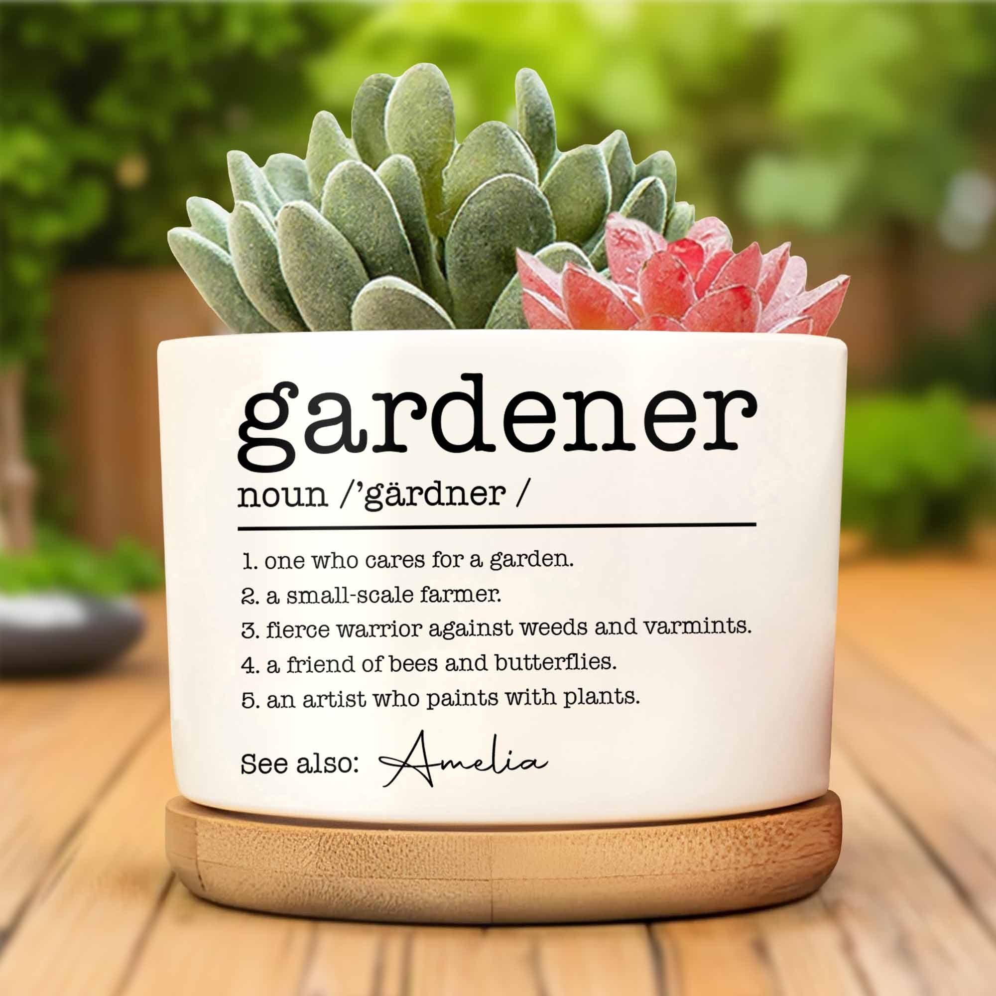 Personalized Ceramic Plant Pot Custom Name Gift for Gardener Ceramic Plant Pot GradoCreations