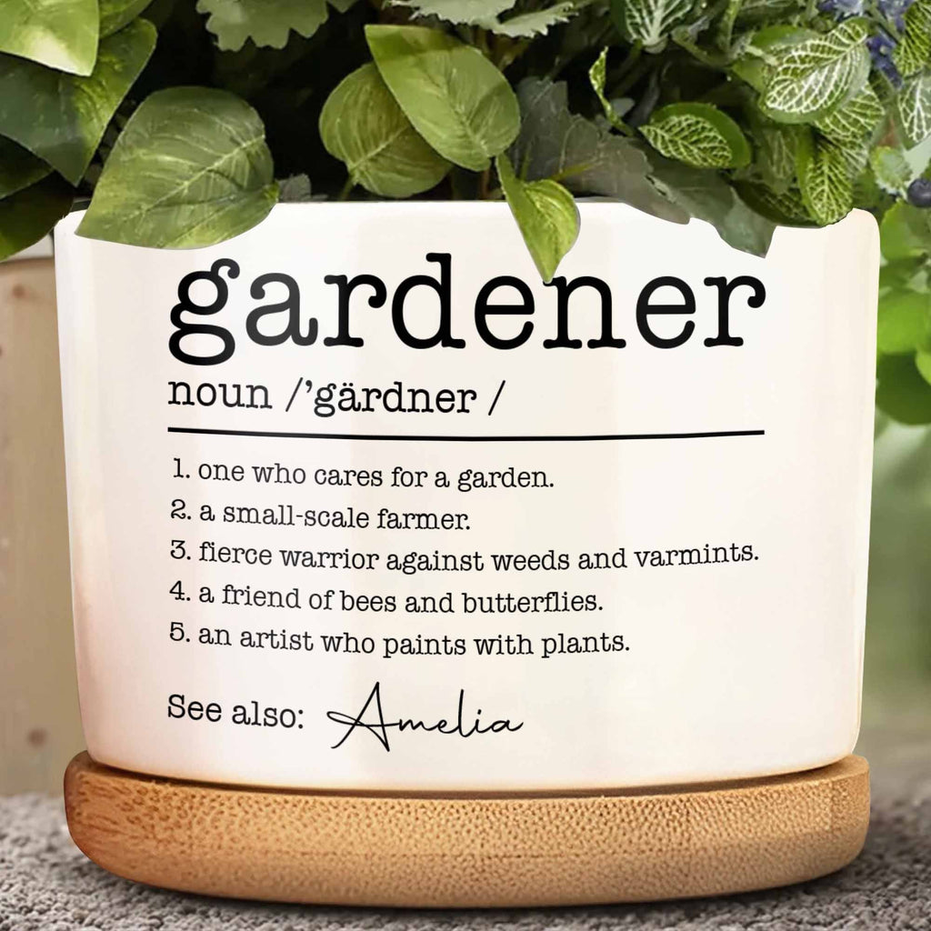 Personalized Ceramic Plant Pot Custom Name Gift for Gardener Ceramic Plant Pot GradoCreations