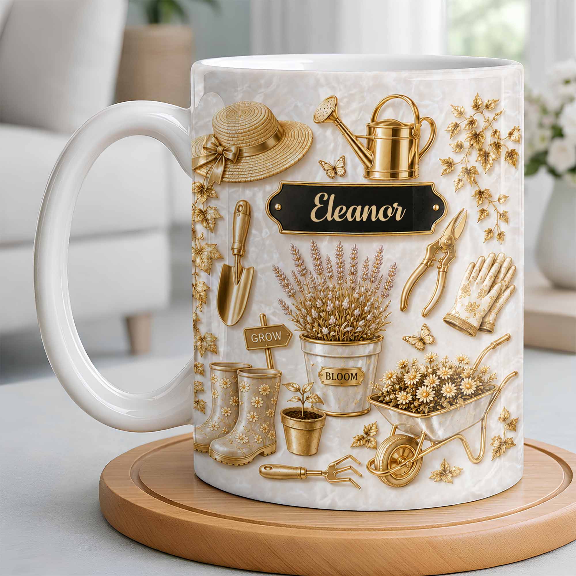 Personalized Gardening Mug Custom Name Gift for Mom Edge-to-edge Mug GradoCreations