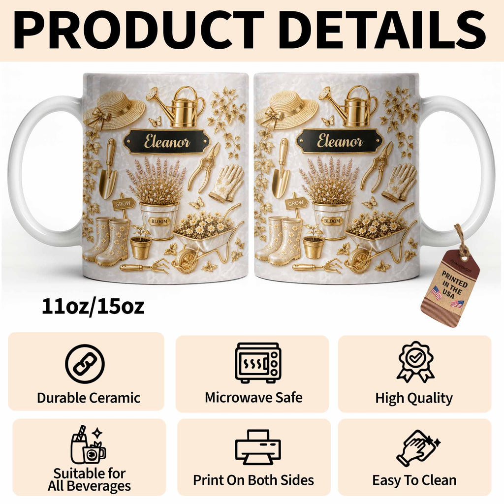 Personalized Gardening Mug Custom Name Gift for Mom Edge-to-edge Mug GradoCreations