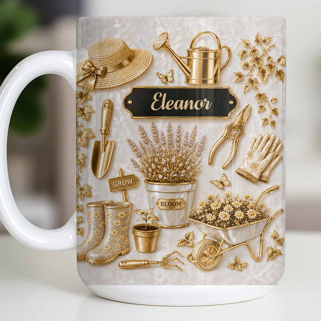 Personalized Gardening Mug Custom Name Gift for Mom Edge-to-edge Mug GradoCreations