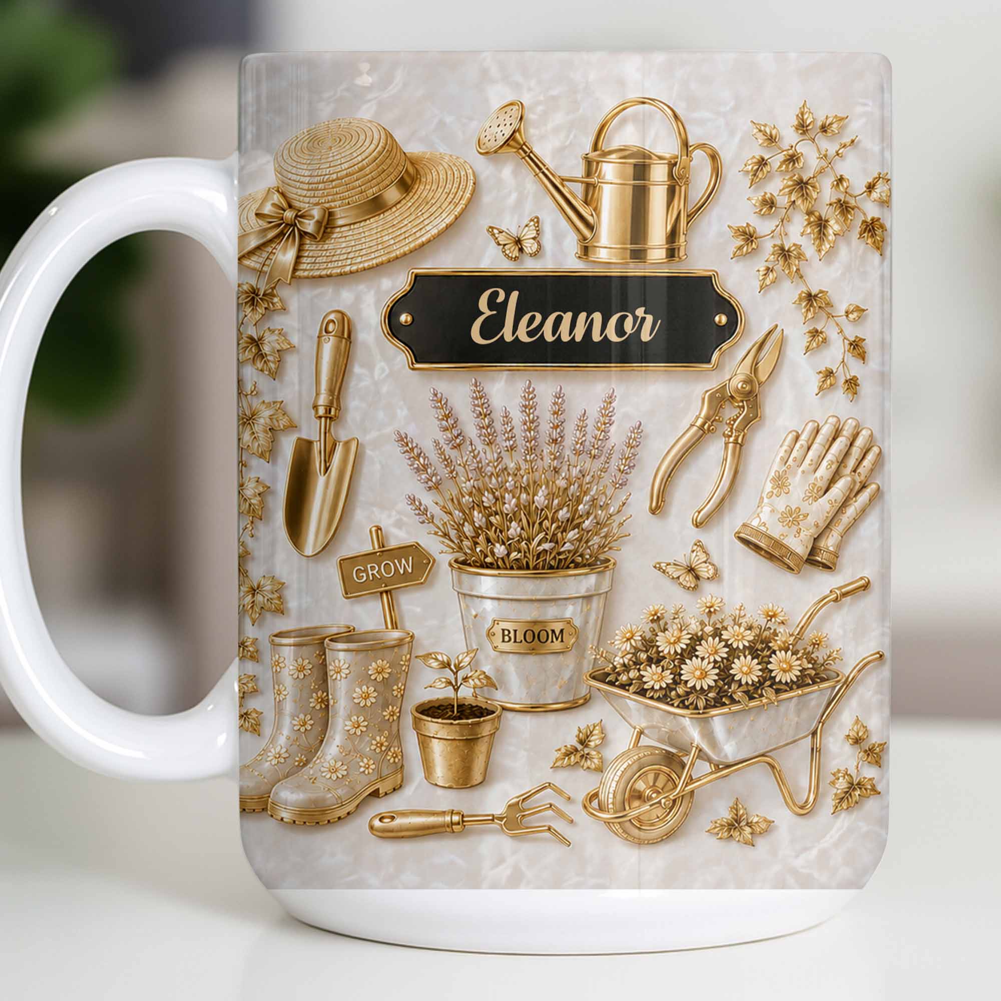 Personalized Gardening Mug Custom Name Gift for Mom Edge-to-edge Mug GradoCreations