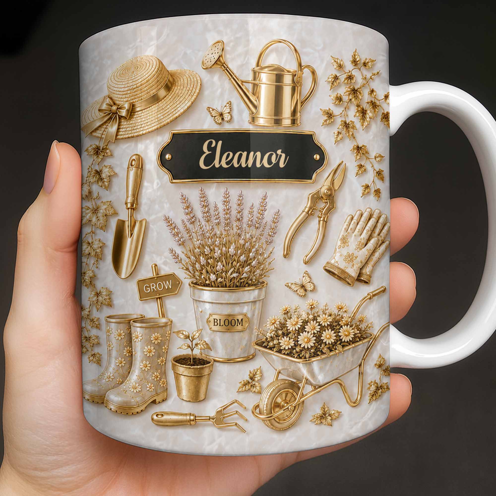 Personalized Gardening Mug Custom Name Gift for Mom Edge-to-edge Mug GradoCreations