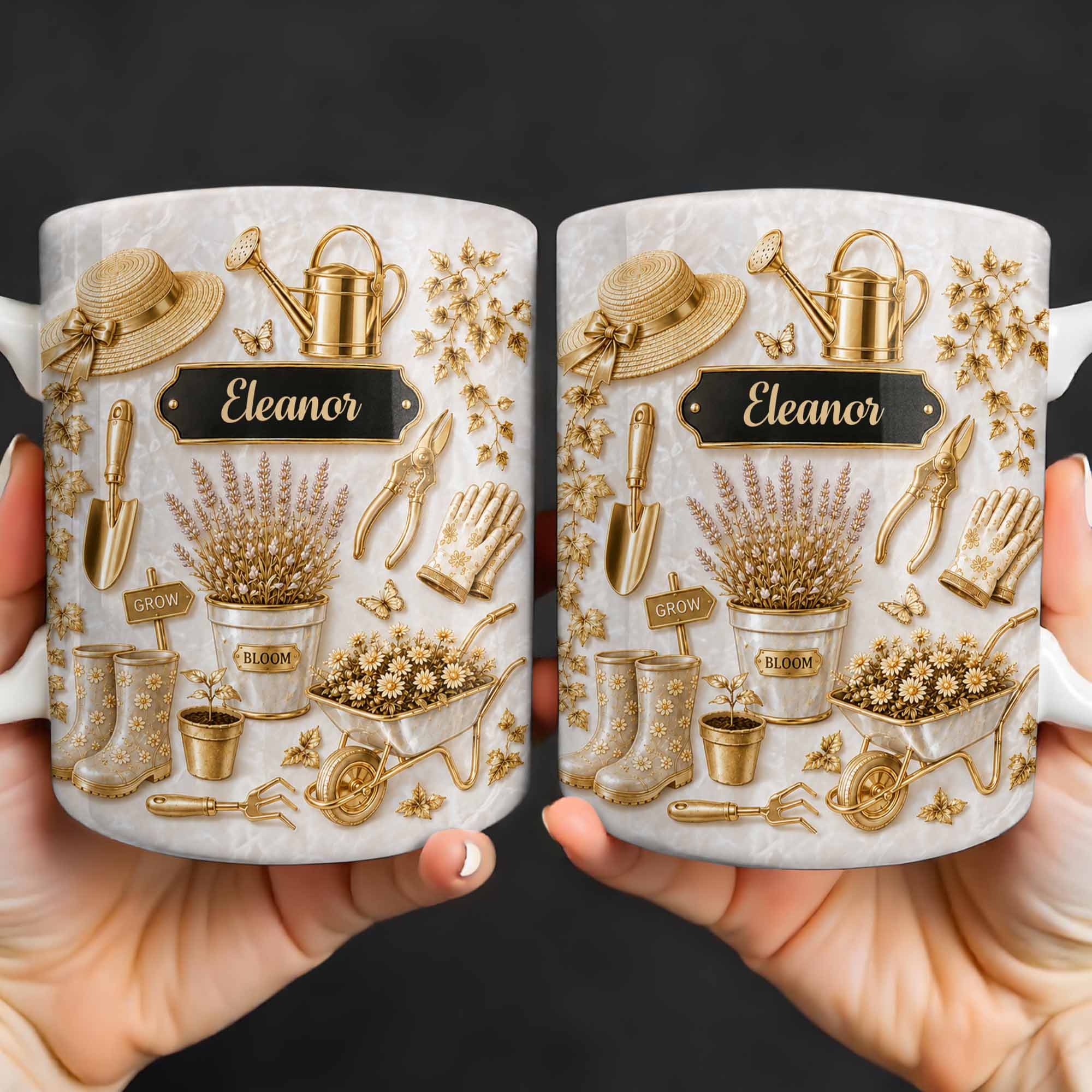 Personalized Gardening Mug Custom Name Gift for Mom Edge-to-edge Mug GradoCreations
