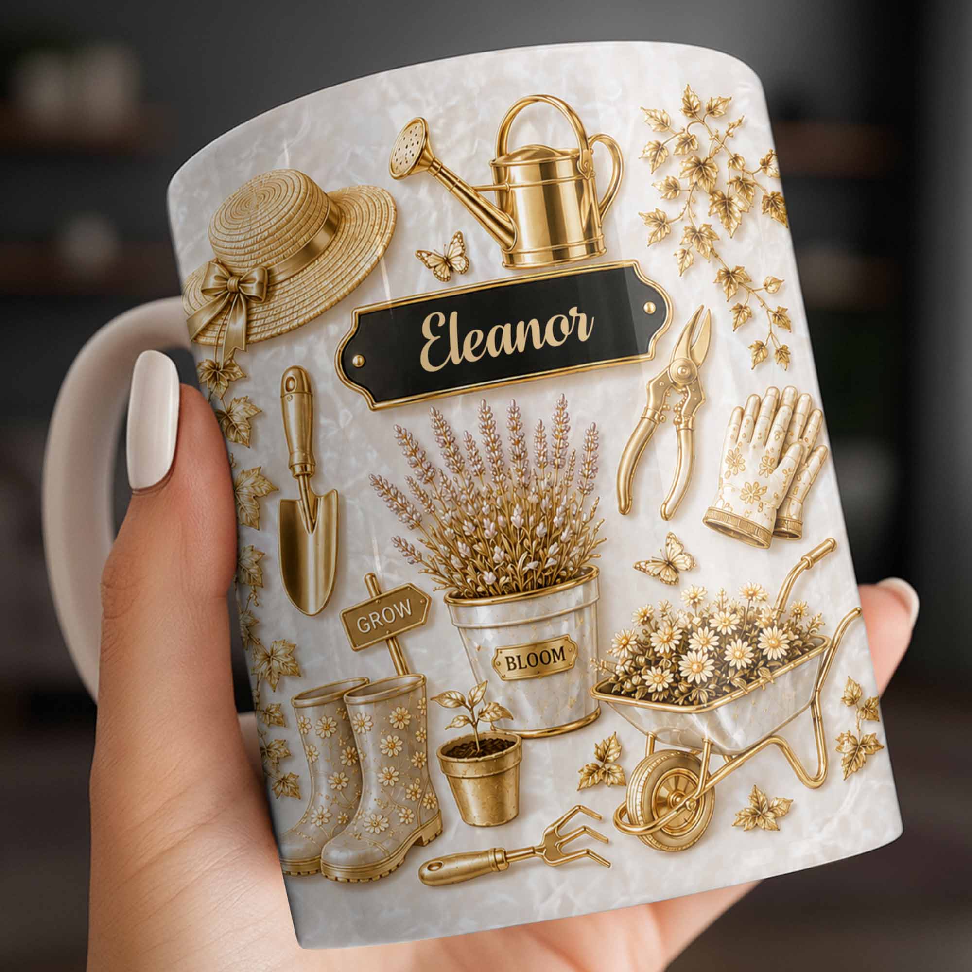 Personalized Gardening Mug Custom Name Gift for Mom Edge-to-edge Mug GradoCreations