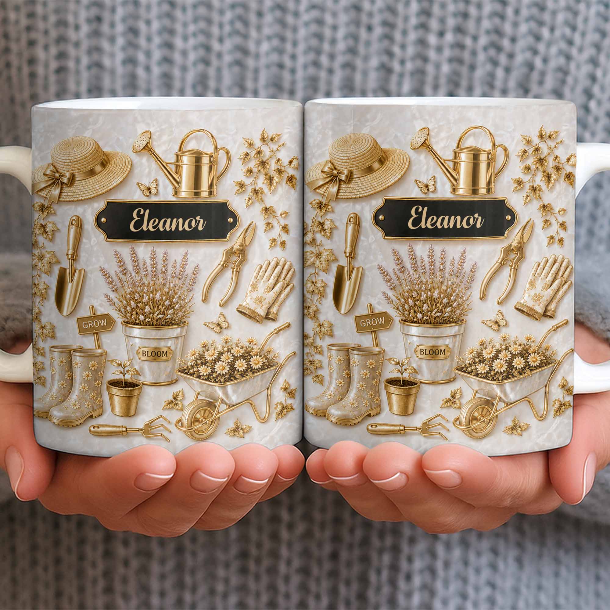 Personalized Gardening Mug Custom Name Gift for Mom Edge-to-edge Mug GradoCreations
