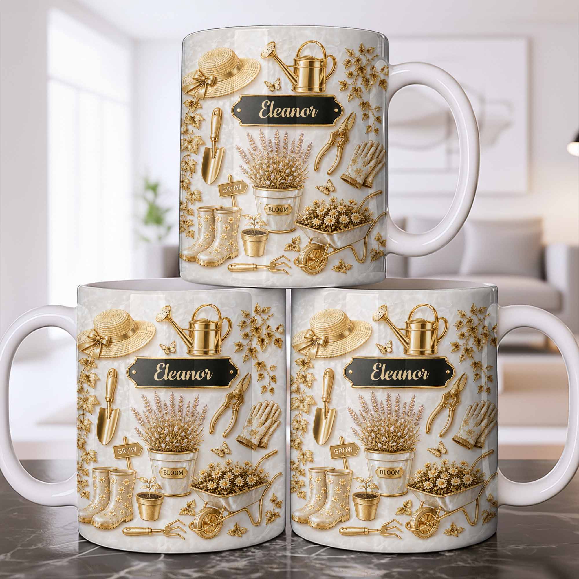 Personalized Gardening Mug Custom Name Gift for Mom Edge-to-edge Mug GradoCreations