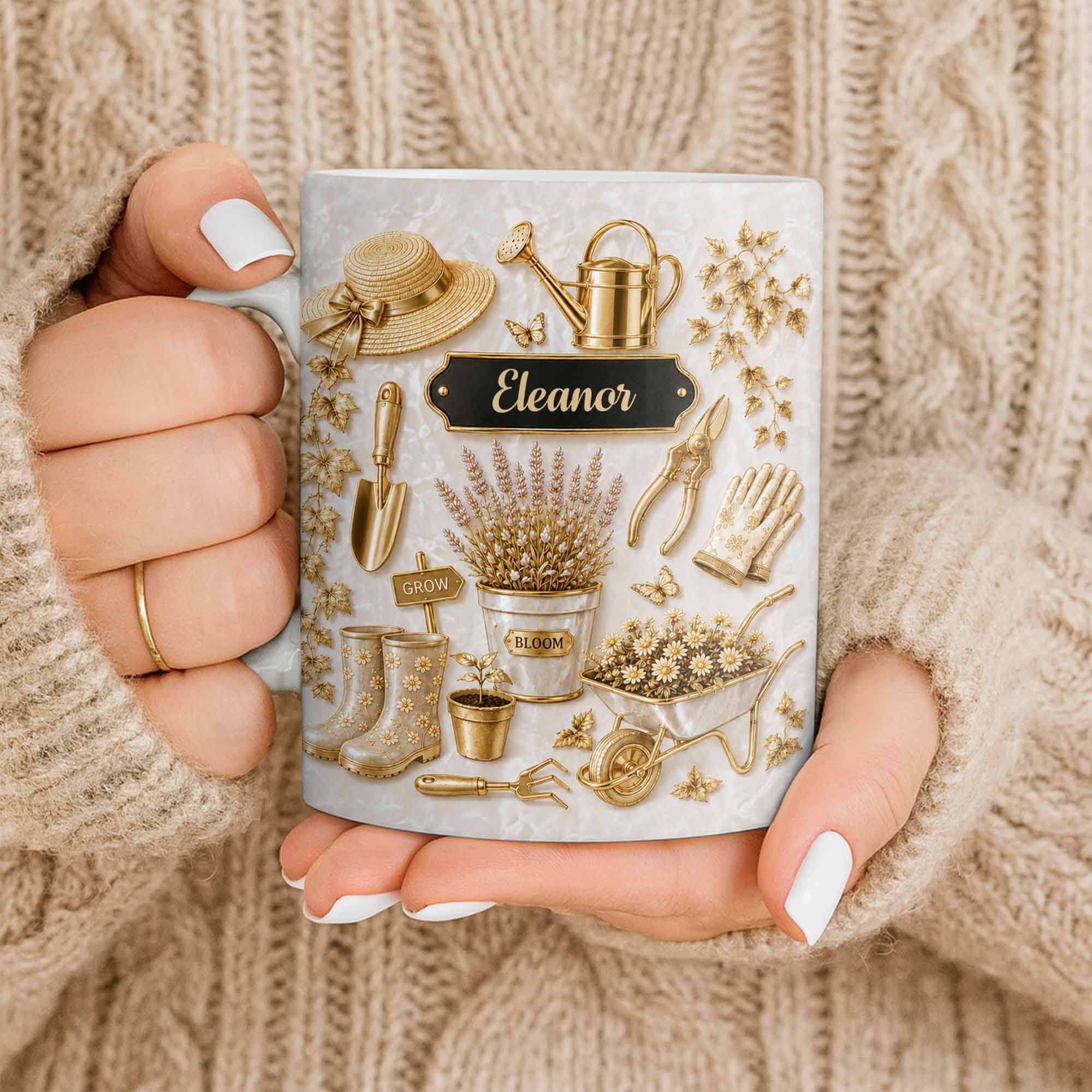 Personalized Gardening Mug Custom Name Gift for Mom Edge-to-edge Mug GradoCreations