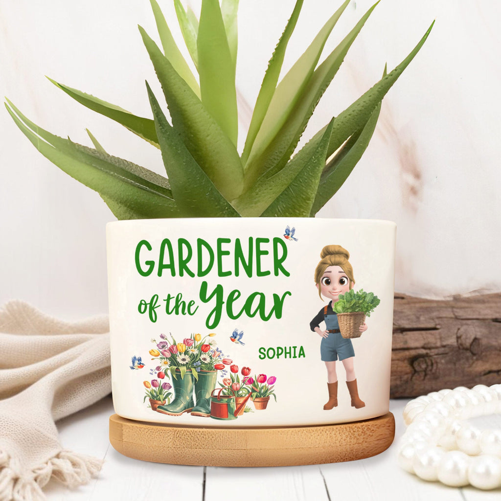 Personalized Ceramic Plant Pot Custom Message for Gardener Ceramic Plant Pot GradoCreations
