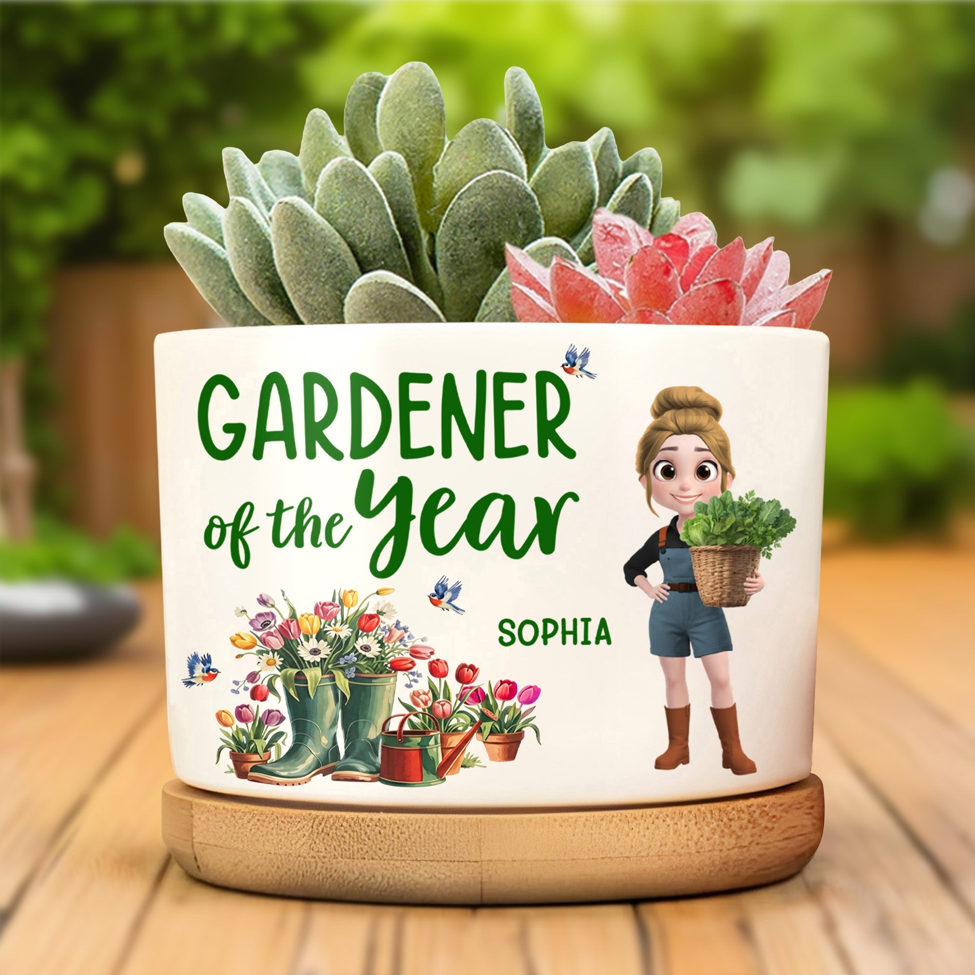 Personalized Ceramic Plant Pot Custom Message for Gardener Ceramic Plant Pot GradoCreations