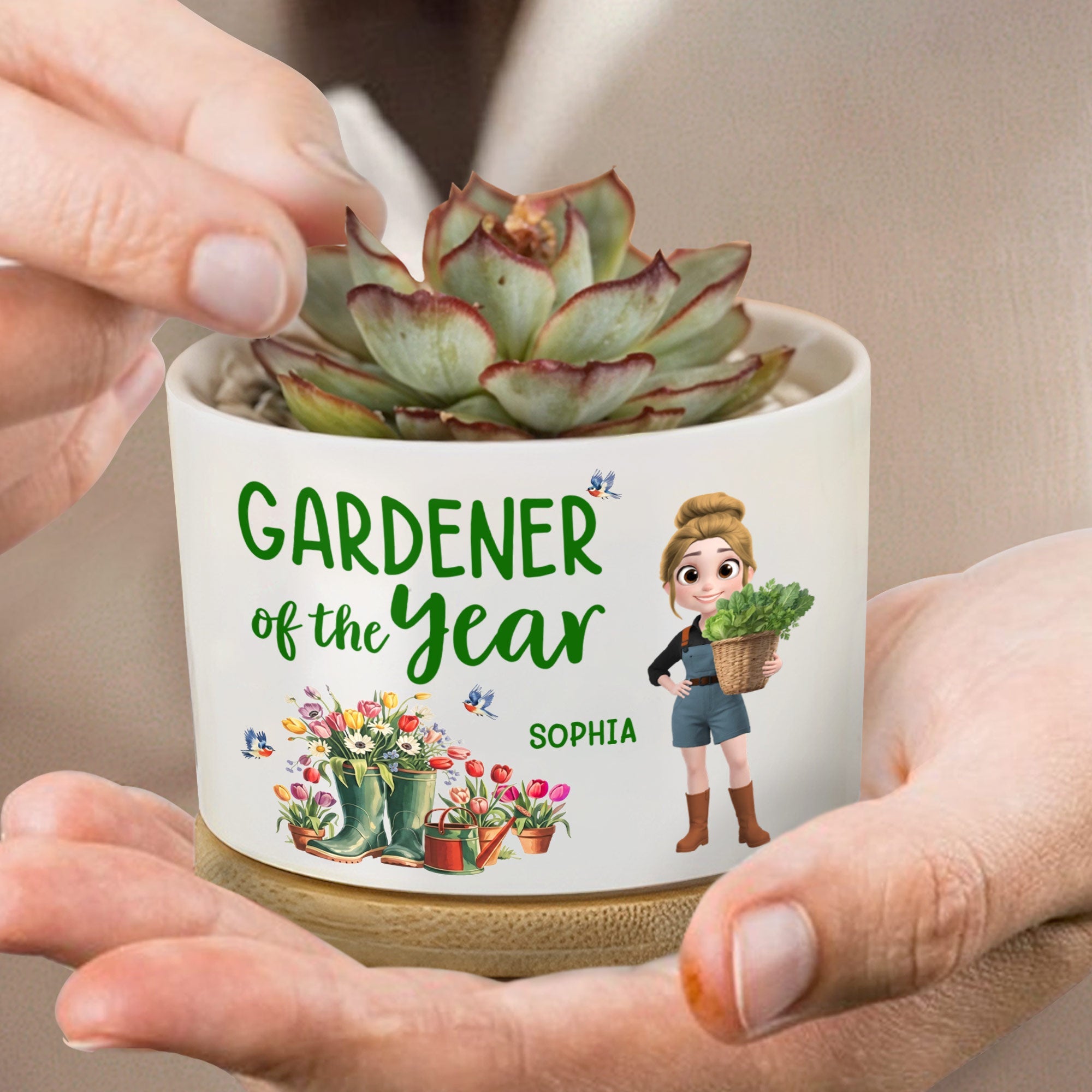 Personalized Ceramic Plant Pot Custom Message for Gardener Ceramic Plant Pot GradoCreations