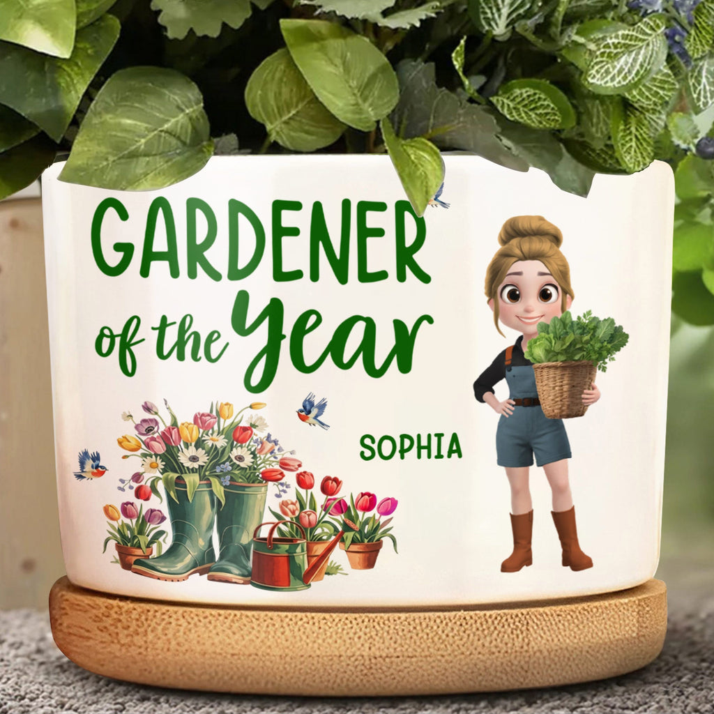 Personalized Ceramic Plant Pot Custom Message for Gardener Ceramic Plant Pot GradoCreations