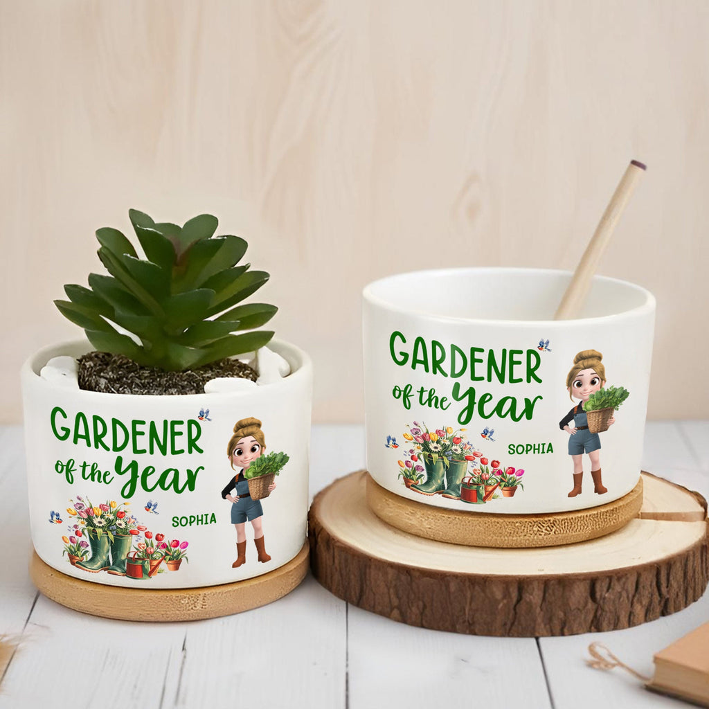 Personalized Ceramic Plant Pot Custom Message for Gardener Ceramic Plant Pot GradoCreations
