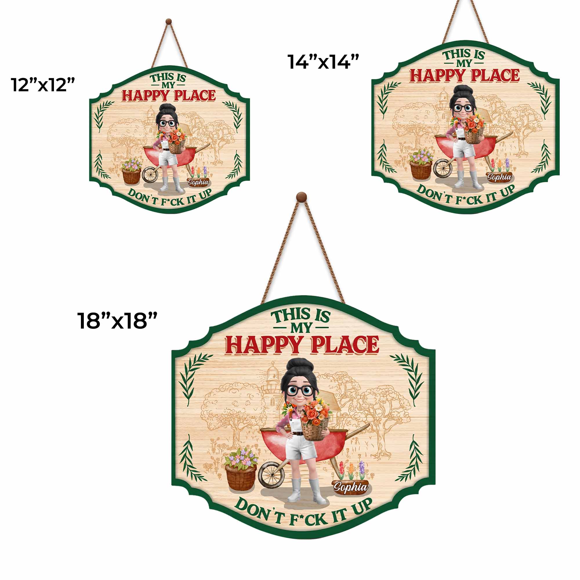 Personalized Custom Shaped Wood Sign for Gardening Lovers - Eco-Friendly Gift Wood Sign GradoCreations