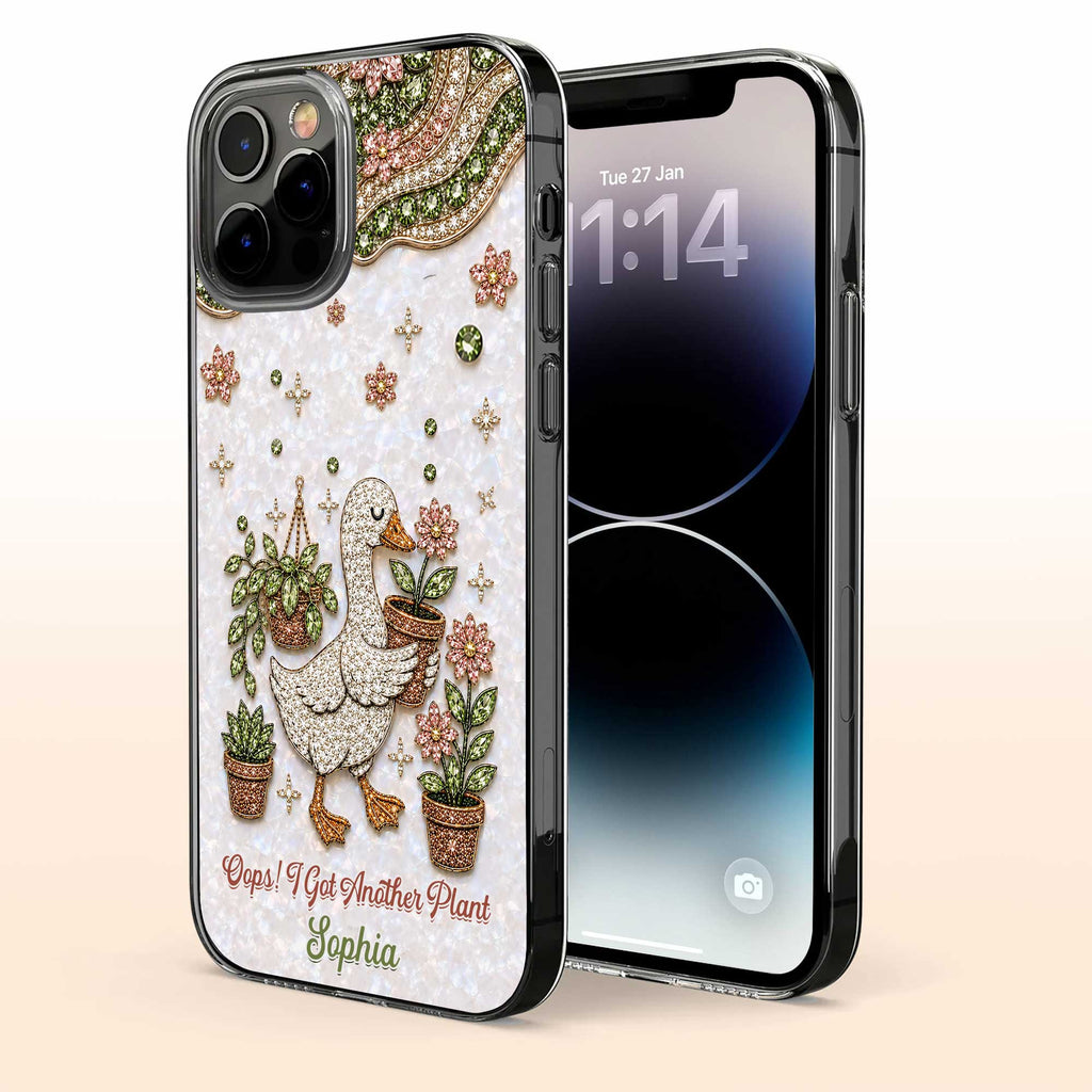 Personalized Clear Phone Case Custom Name Duck Floral Gift