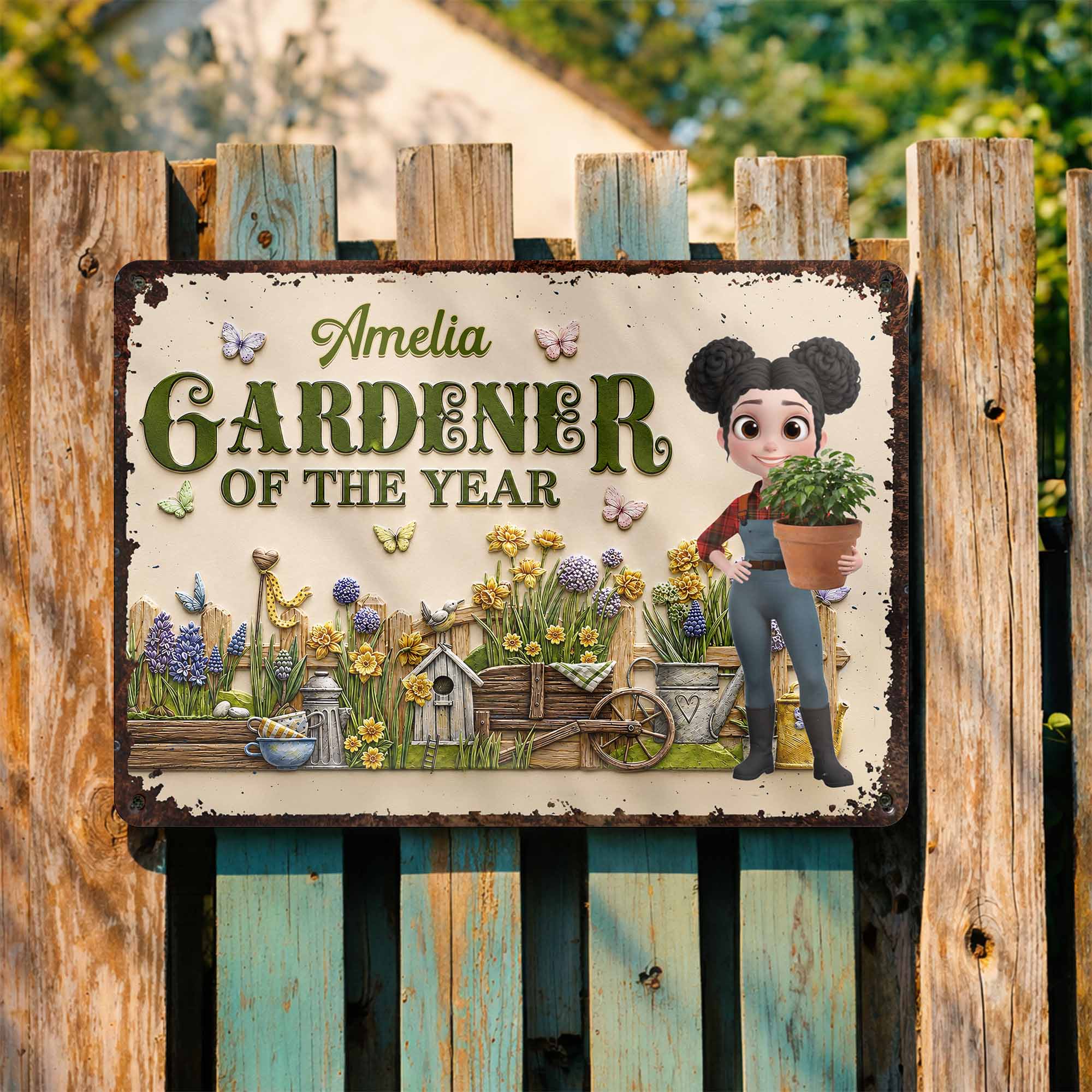 Personalized Gardener Metal Sign Custom Name Gift for Mom Metal Sign GradoCreations