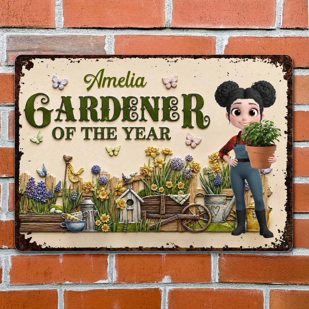 Personalized Gardener Metal Sign Custom Name Gift for Mom Metal Sign GradoCreations
