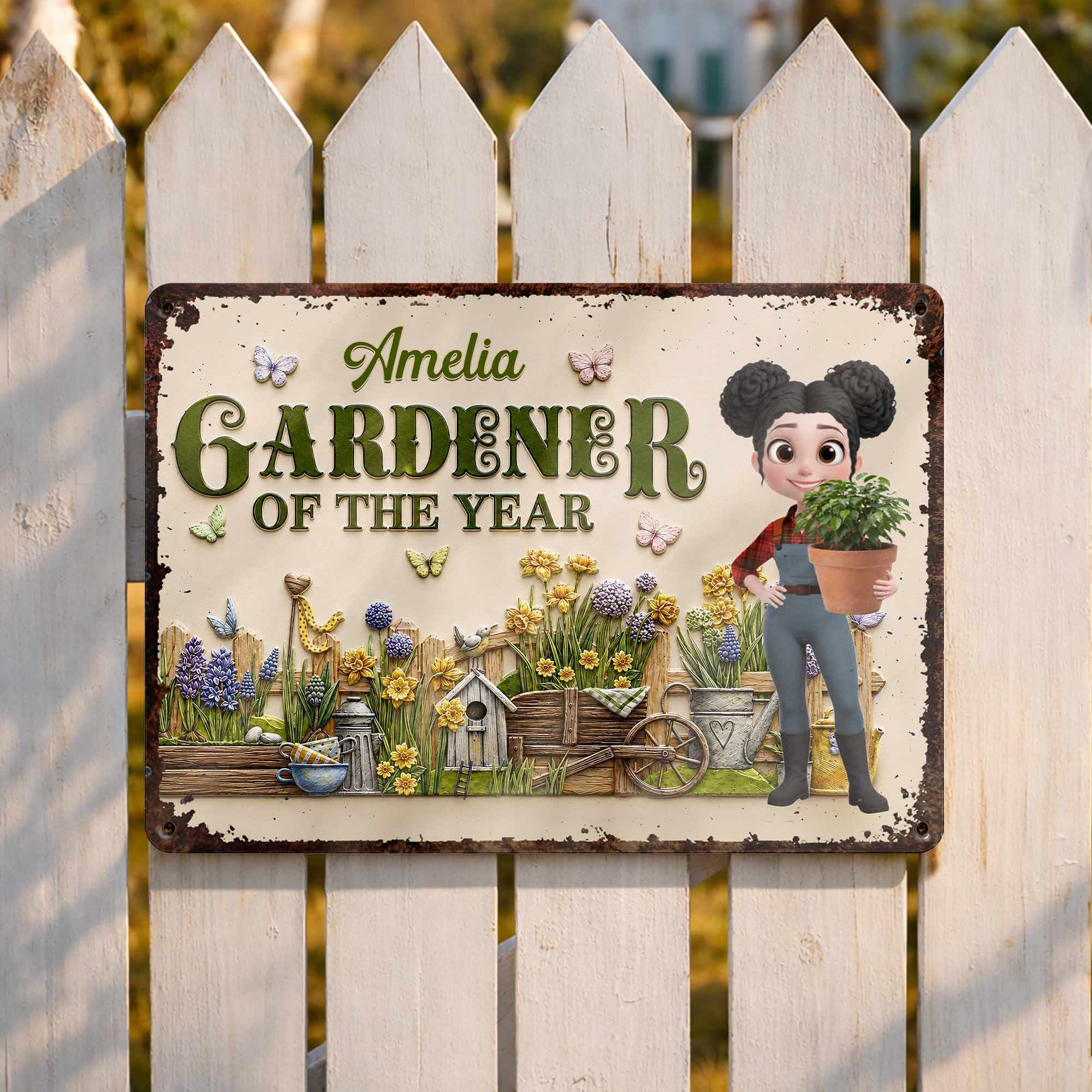 Personalized Gardener Metal Sign Custom Name Gift for Mom Metal Sign GradoCreations