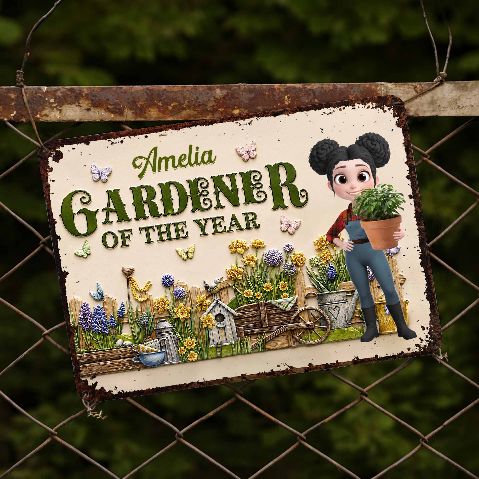 Personalized Gardener Metal Sign Custom Name Gift for Mom Metal Sign GradoCreations
