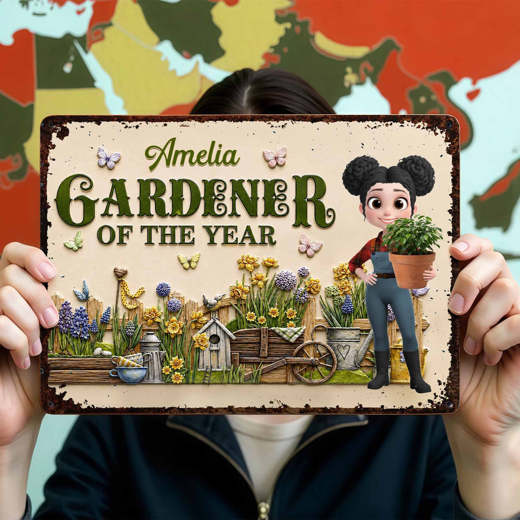 Personalized Gardener Metal Sign Custom Name Gift for Mom Metal Sign GradoCreations