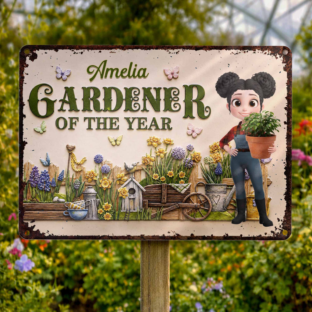 Personalized Gardener Metal Sign Custom Name Gift for Mom Metal Sign GradoCreations