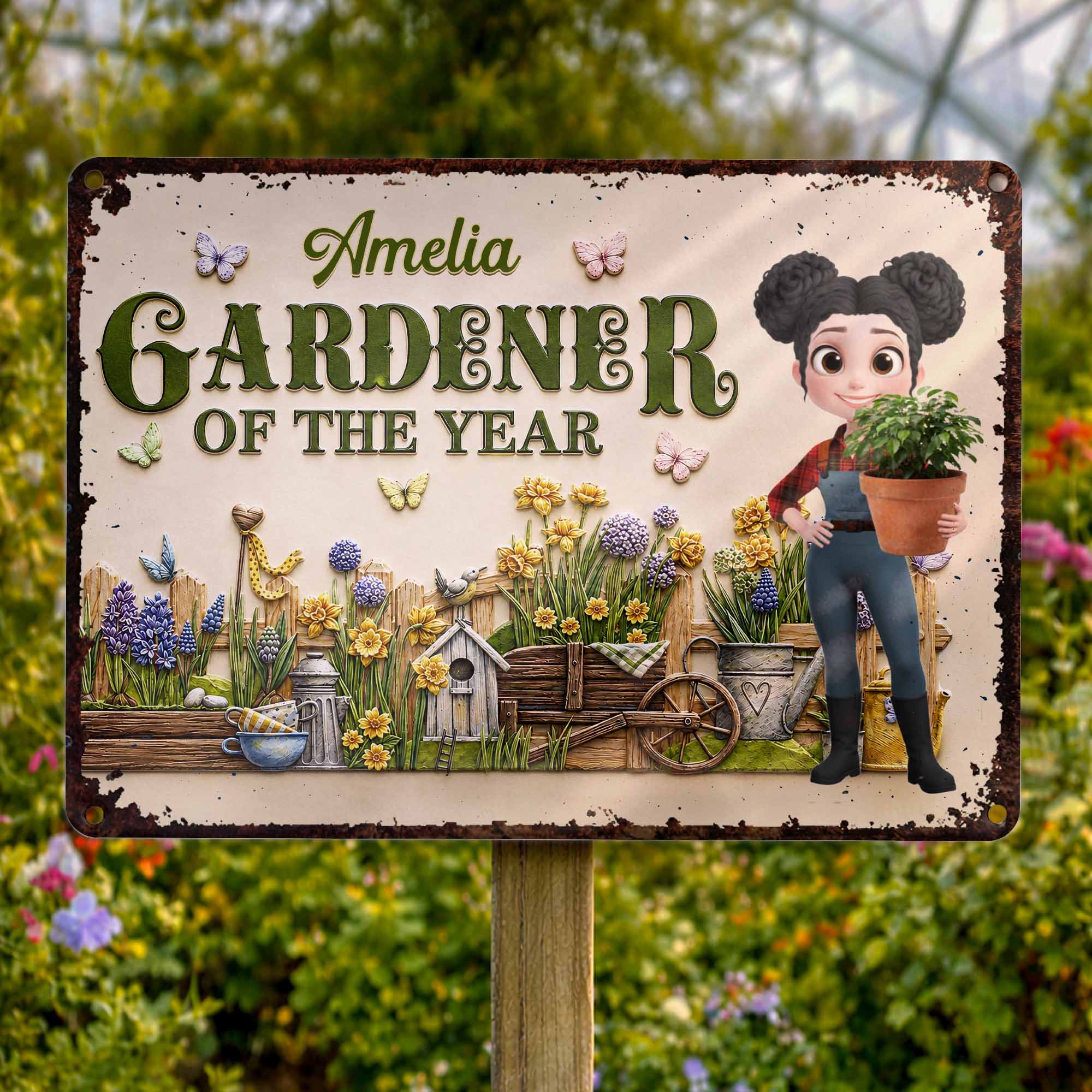 Personalized Gardener Metal Sign Custom Name Gift for Mom Metal Sign GradoCreations