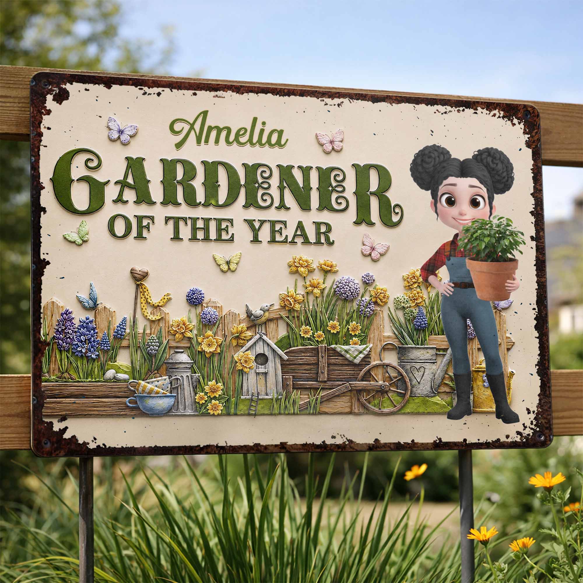 Personalized Gardener Metal Sign Custom Name Gift for Mom Metal Sign GradoCreations