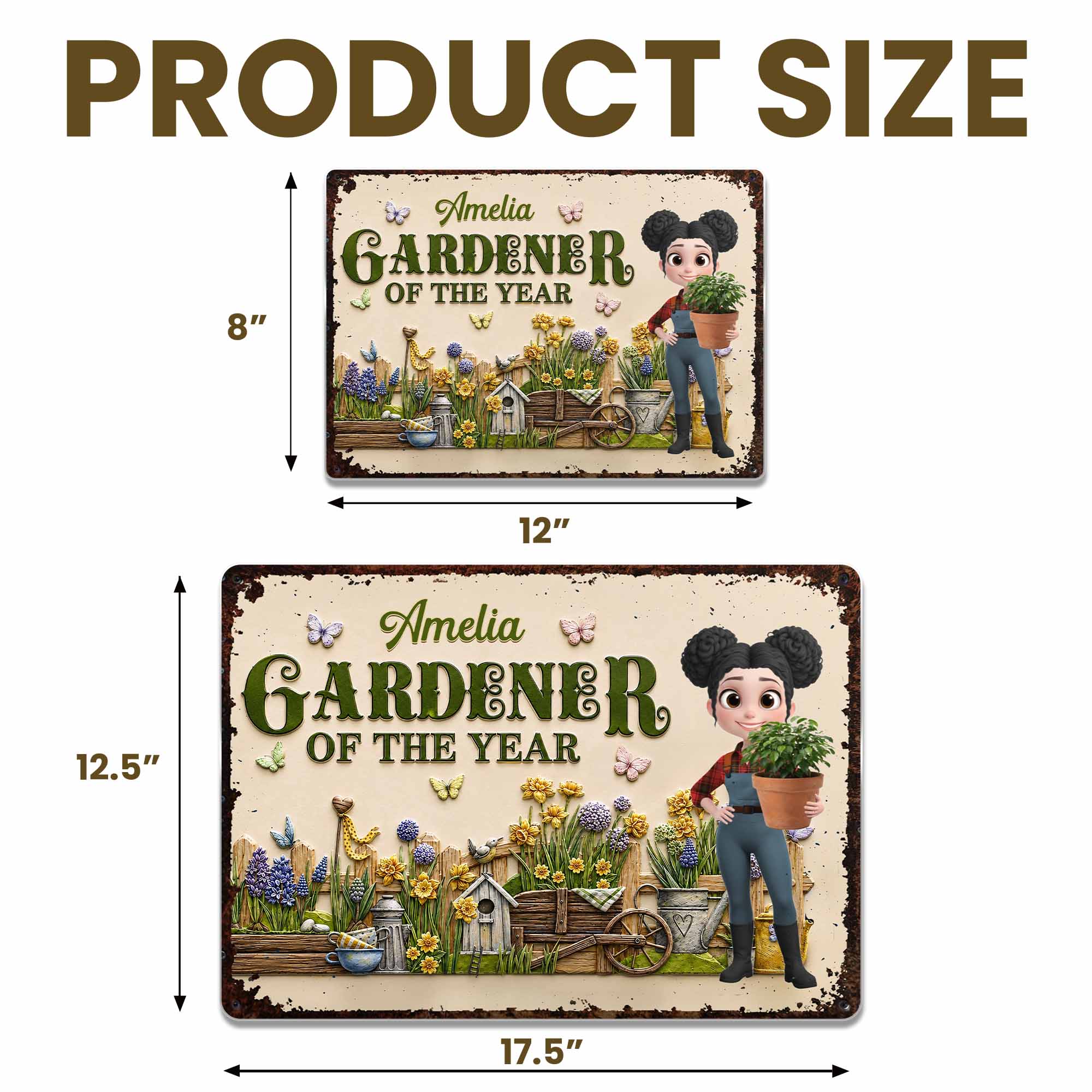 Personalized Gardener Metal Sign Custom Name Gift for Mom Metal Sign GradoCreations