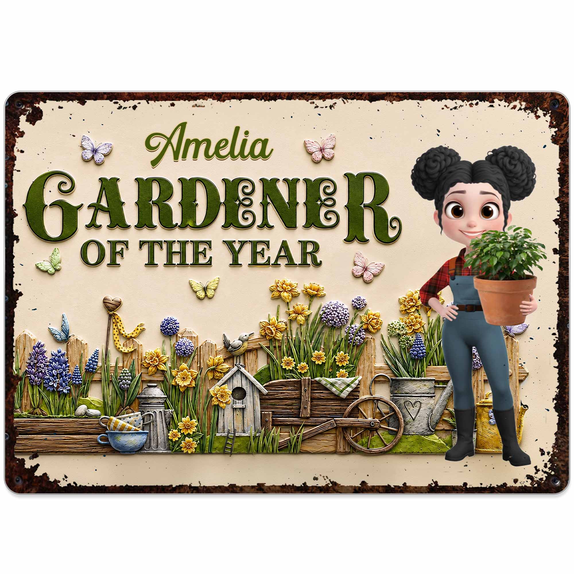 Personalized Gardener Metal Sign Custom Name Gift for Mom Metal Sign GradoCreations