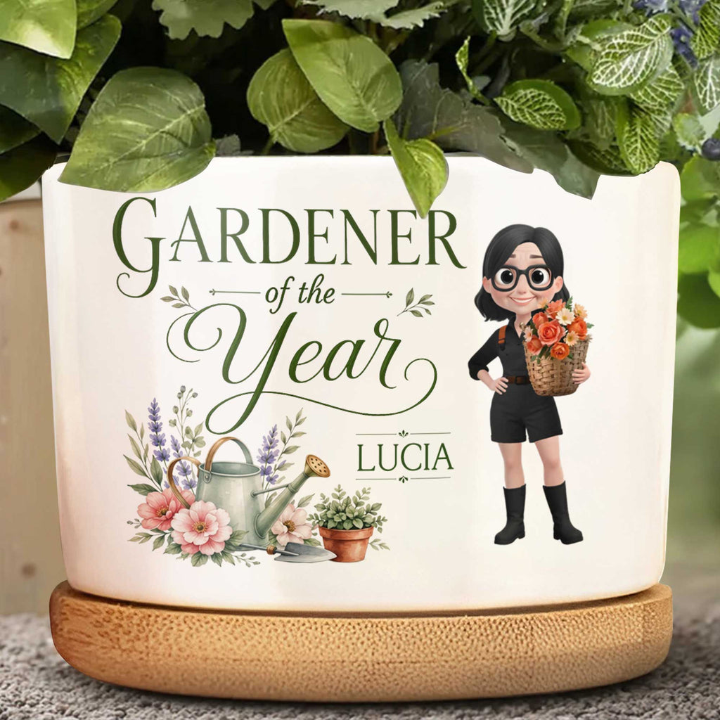 Personalized Ceramic Plant Pot Custom Gardener Girl Gift for Mom Ceramic Plant Pot GradoCreations