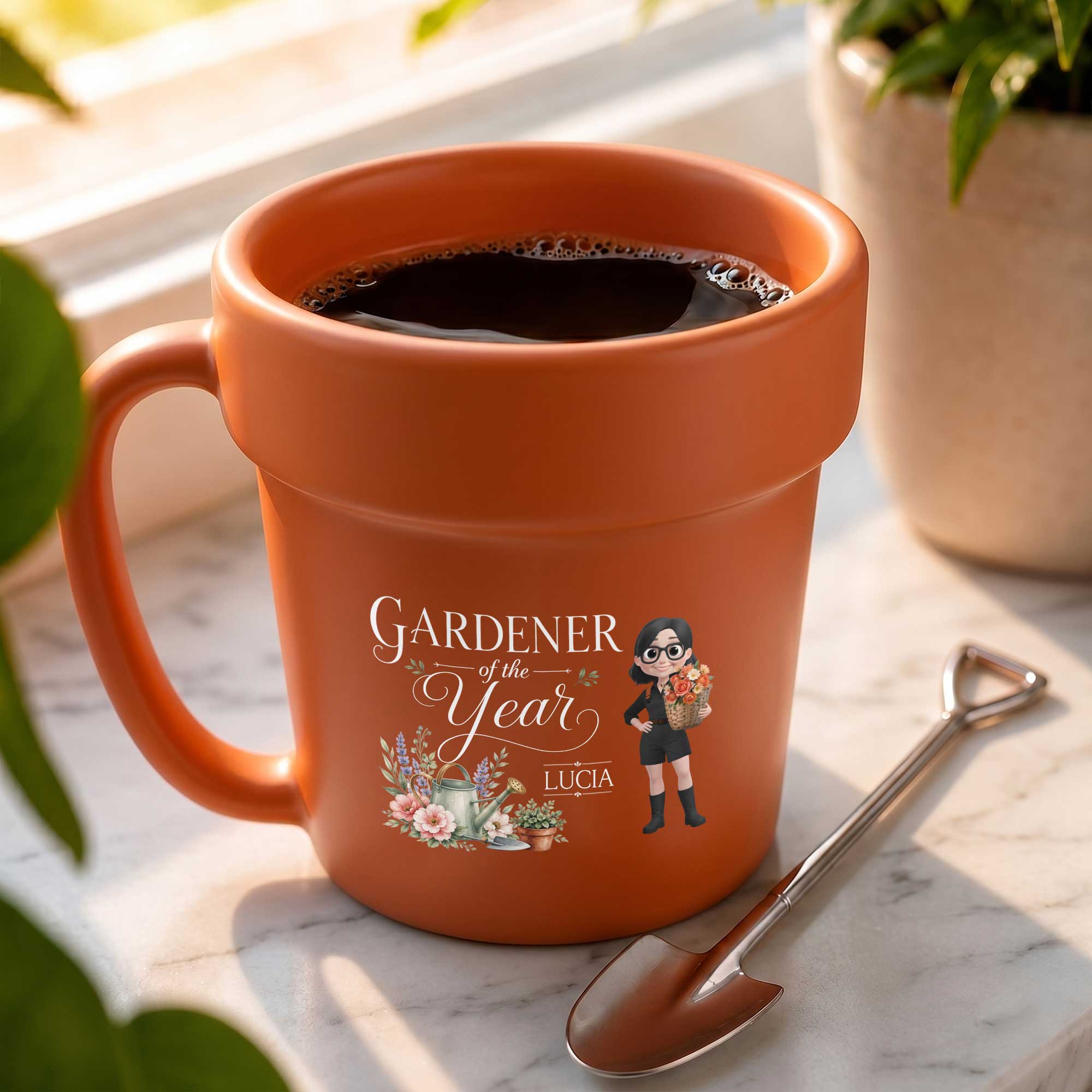 Personalized Flower Pot Ceramic Mug Custom Gardener Gift