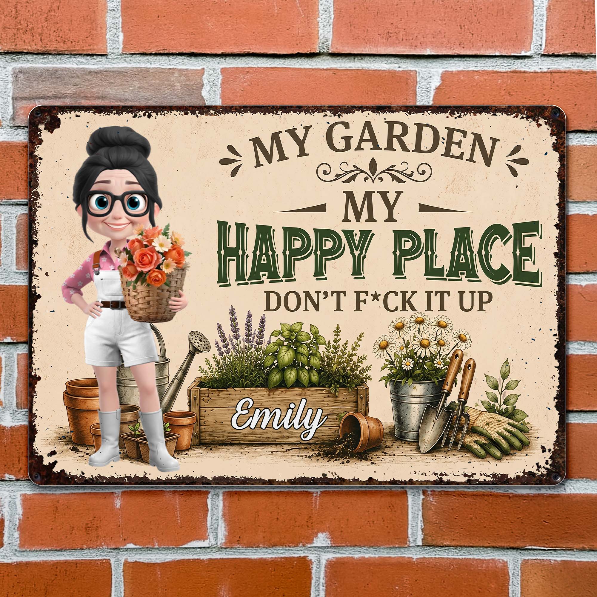 Personalized Metal Garden Sign Custom Name Gift for Mom Metal Sign GradoCreations