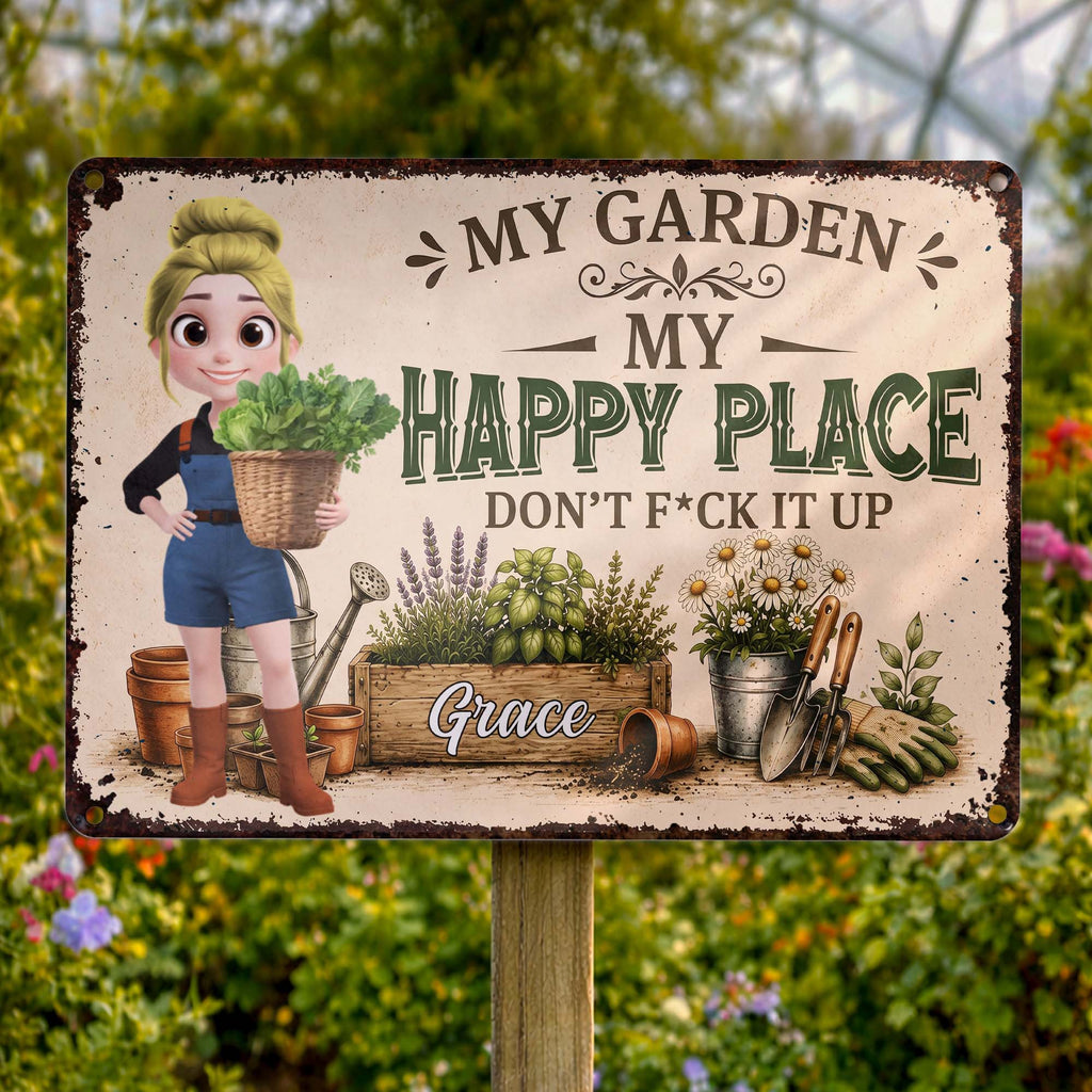 Personalized Metal Garden Sign Custom Name Gift for Mom Metal Sign GradoCreations