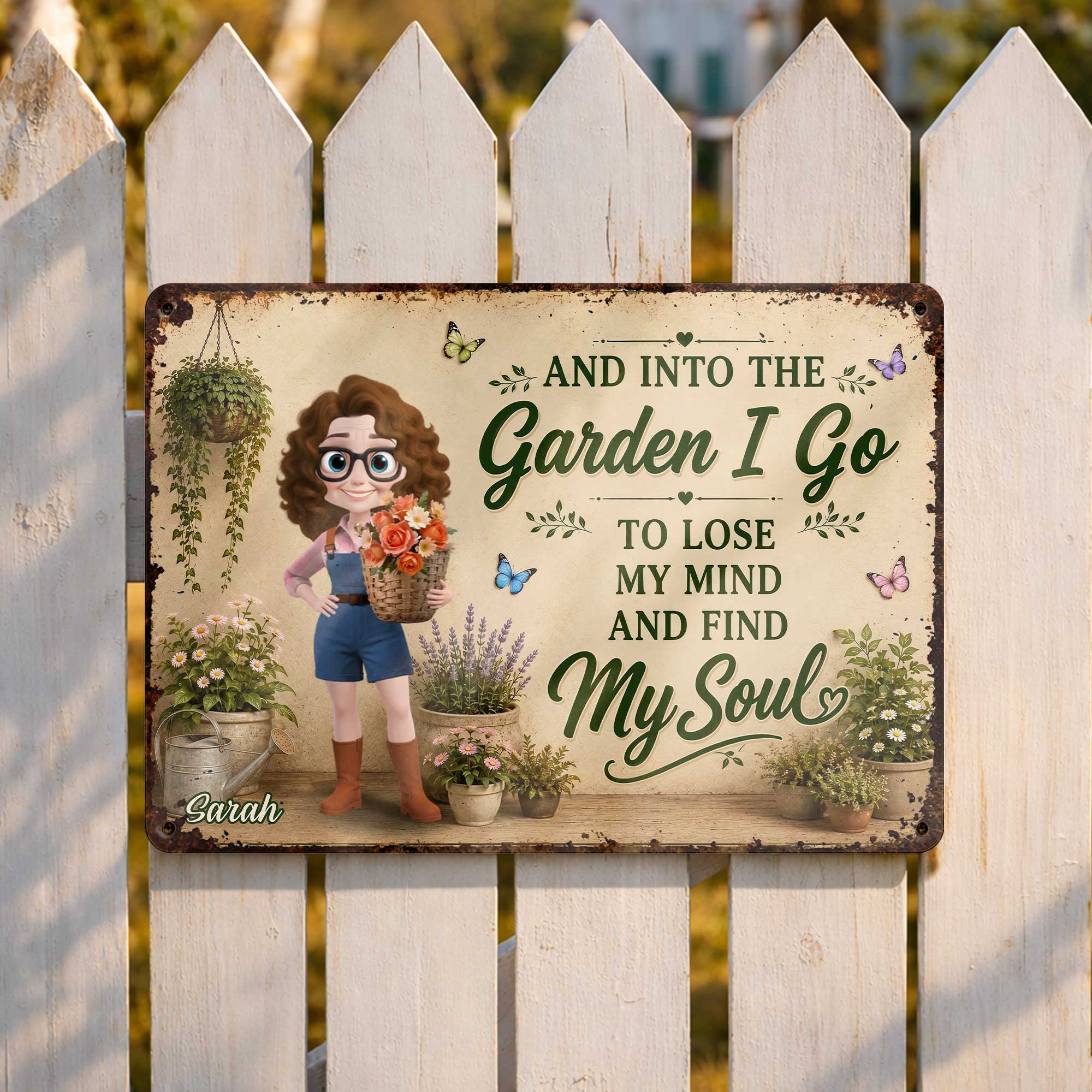 Personalized Metal Garden Sign Custom Name Gift for Mom Metal Sign GradoCreations