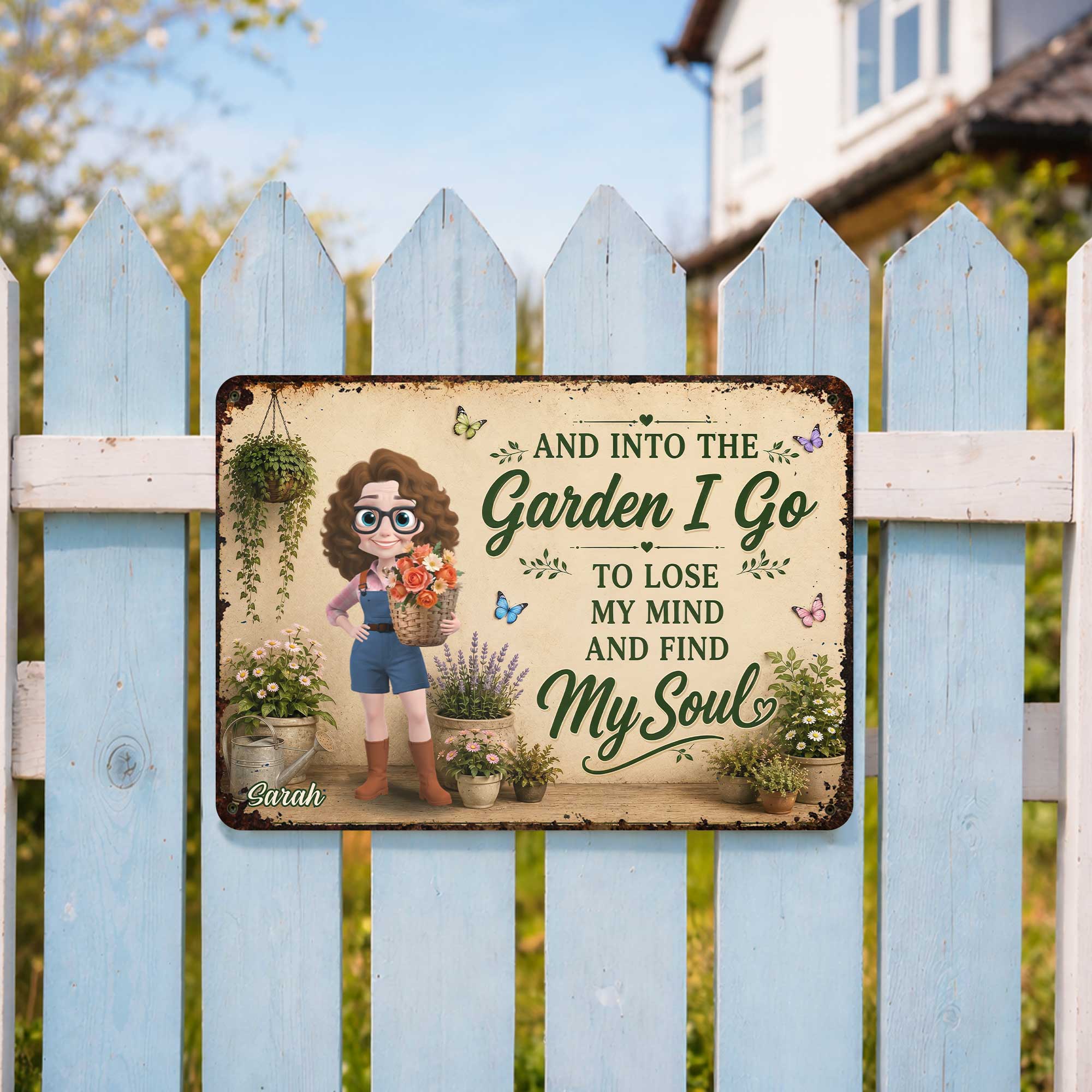 Personalized Metal Garden Sign Custom Name Gift for Mom Metal Sign GradoCreations