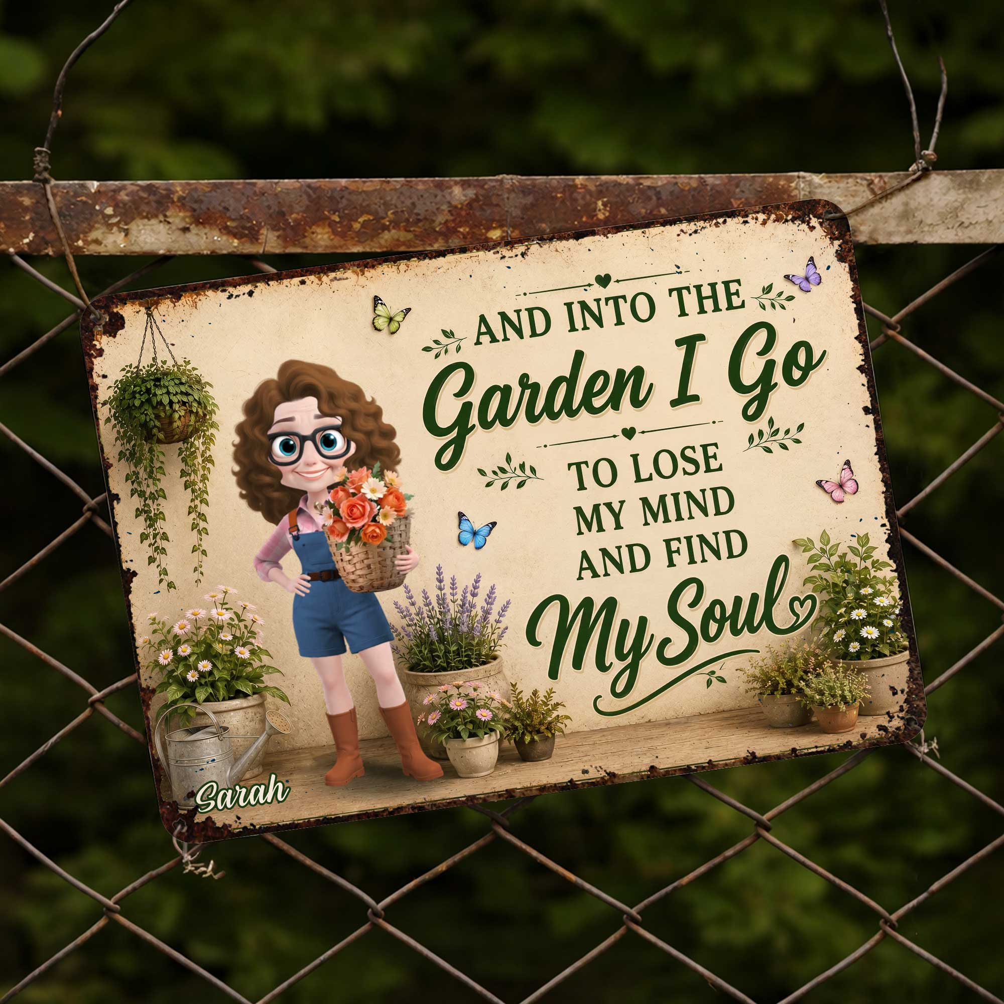 Personalized Metal Garden Sign Custom Name Gift for Mom Metal Sign GradoCreations
