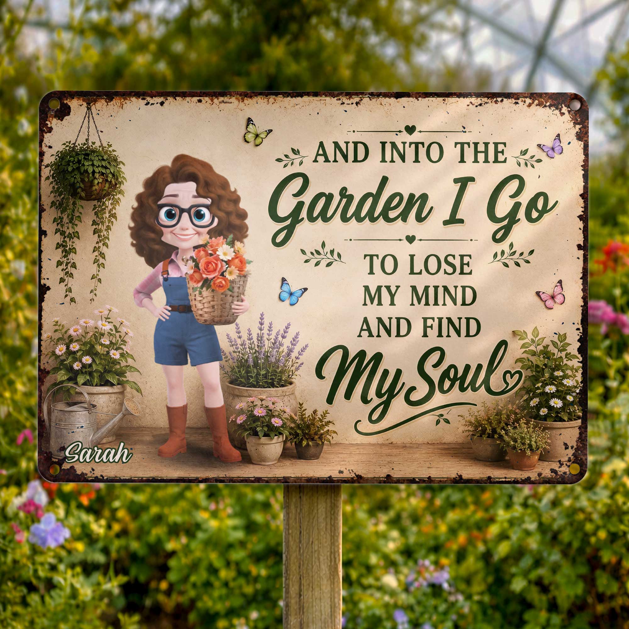 Personalized Metal Garden Sign Custom Name Gift for Mom Metal Sign GradoCreations