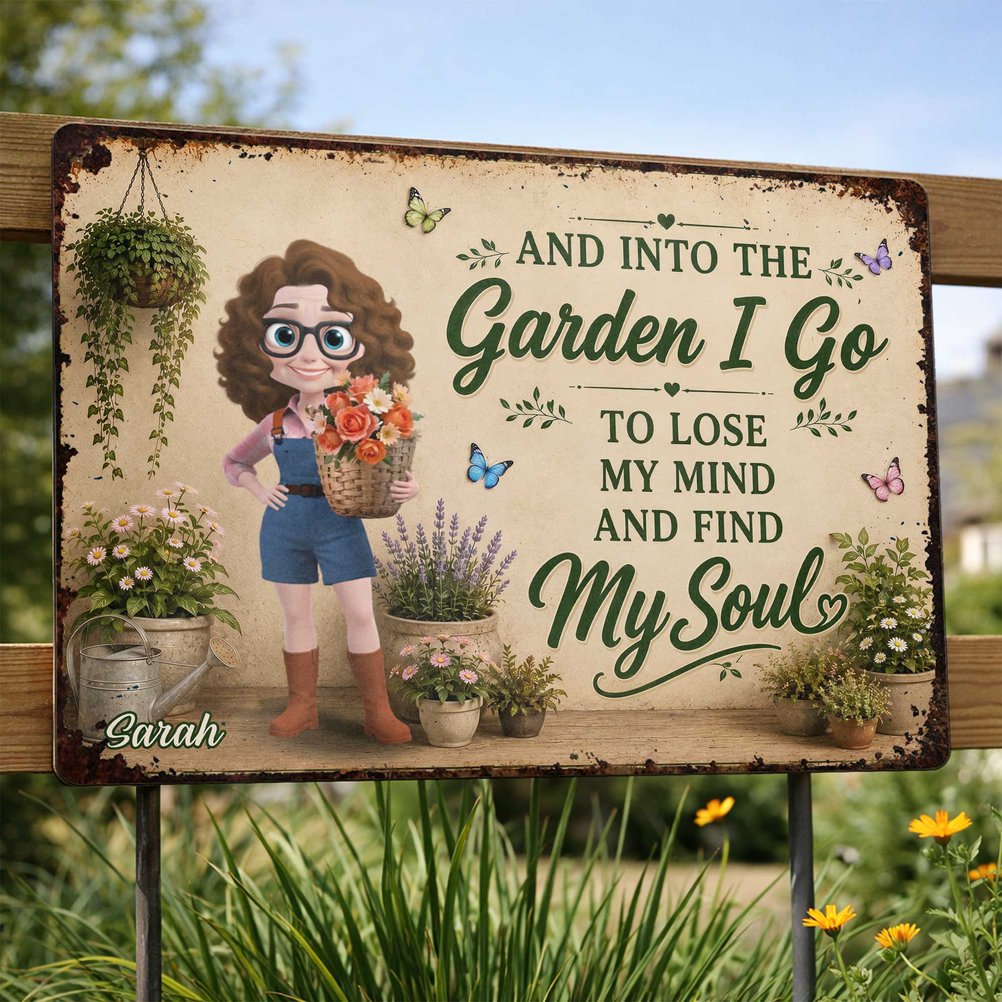 Personalized Metal Garden Sign Custom Name Gift for Mom Metal Sign GradoCreations