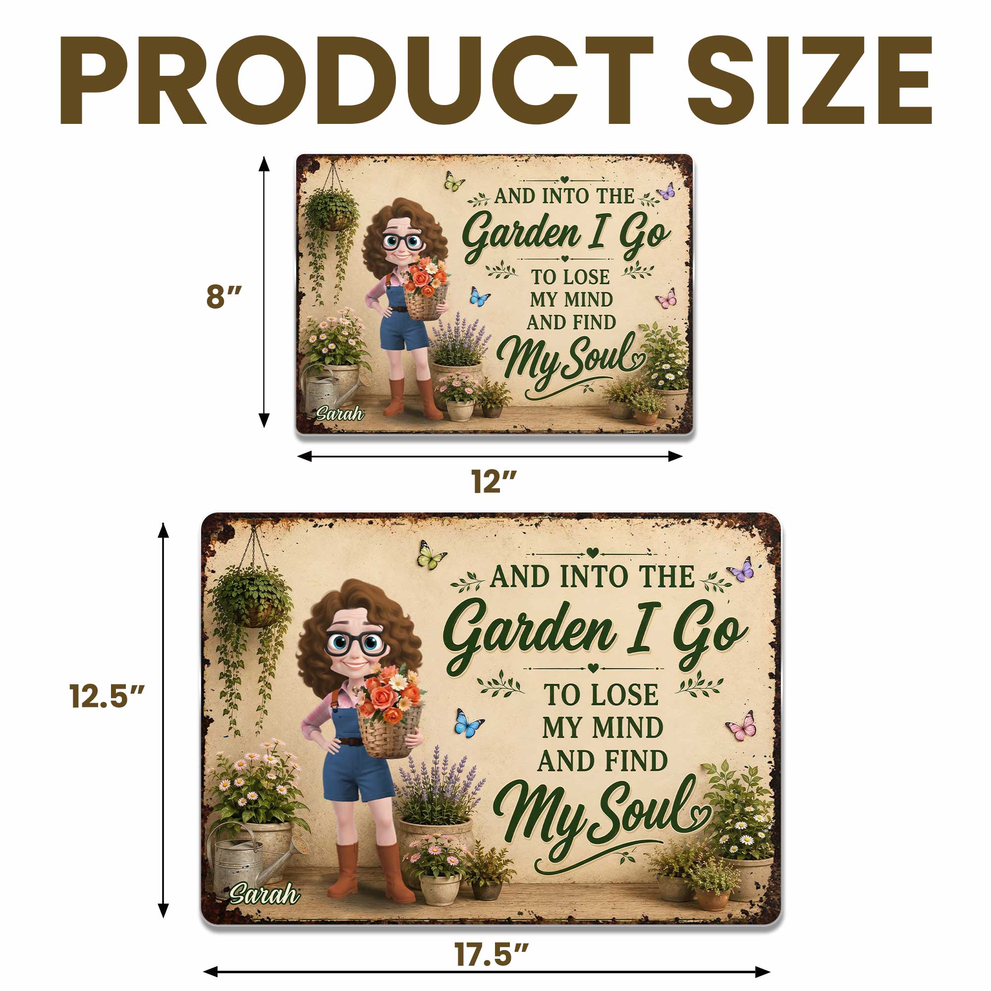 Personalized Metal Garden Sign Custom Name Gift for Mom Metal Sign GradoCreations